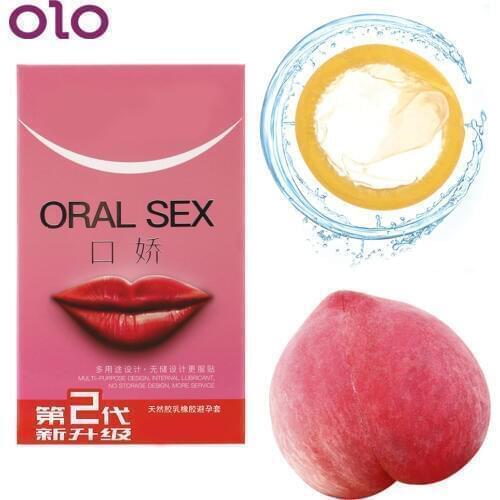 OLO 10pcs/box Oral Sex Condoms With Peach Taste Blowjob Natural Latex Condoms Safe Sex Penis Sleeve Sex Toys for Couples