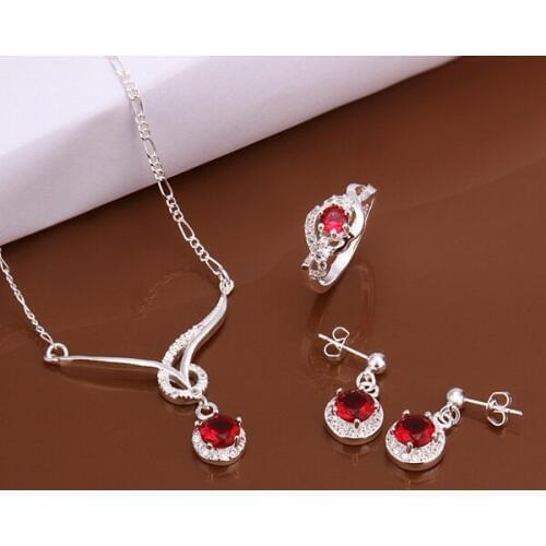 S599 925 sterling silver jewelry set, fashion jewelry set necklace ring earring /axsajoza gnwapfda