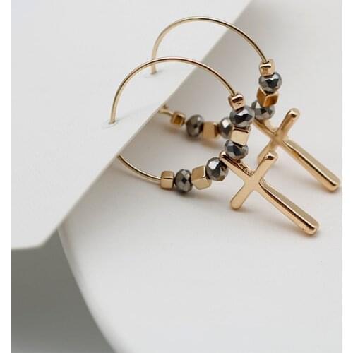 Cross Earrings For Women Cute Heart Earring Pearl Drop Long Chain Tassel Hoops Fashion Black Diamond Glass Stone Jewelry 202194