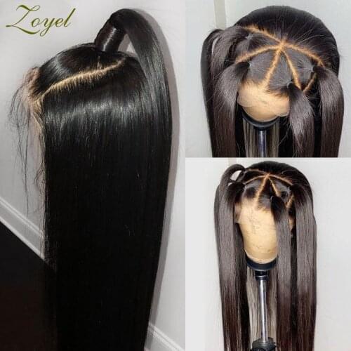 Silky Straight Lace Front Wig Synthetic Natural Black For Black Women Cosplay Glueless Long Heat Resistant Daily Wig Baby Hair