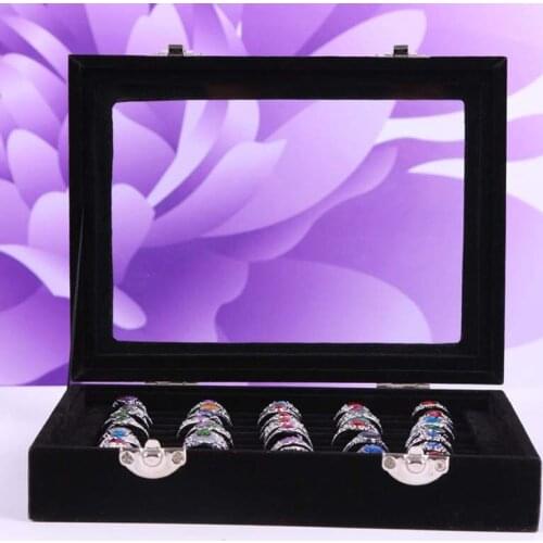 Fashion Ring Earrings Jewelry Box Display Storage Velvet Jewelry Case Casket Glass Cover Jewelry Organizer Holder Rack