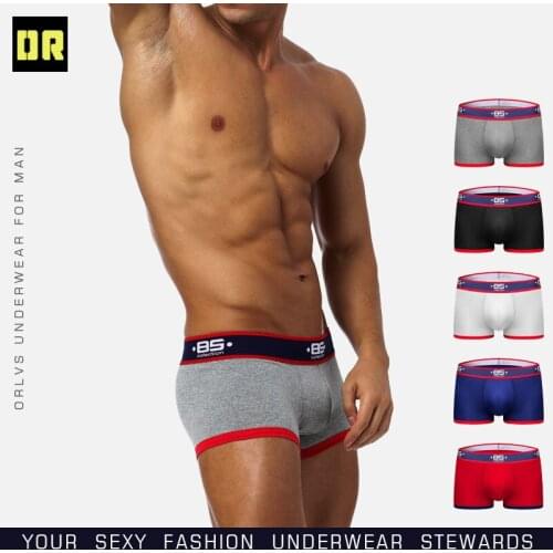 Separate packaging BS85 mens cotton underwear sweat-absorbent breathable low waist sexy hip boxer shorts BS138T