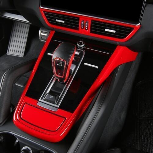 Carbon Fiber Printed Car Center Console Gear Panel Cover Styling Trim for Porsche New Cayenne 2018 Ashtray Cover Sticker