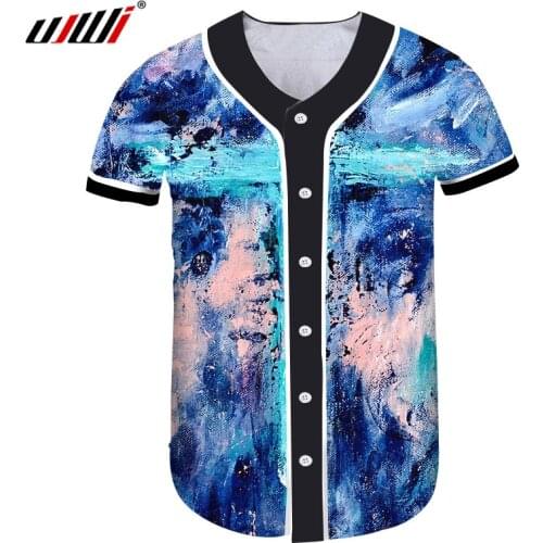 UJWI 3D Printing Color Oil Painting Baseball Uniform Mens Baseball Jacket Avant-garde Oversized Button Jacket Dropship S-5XL