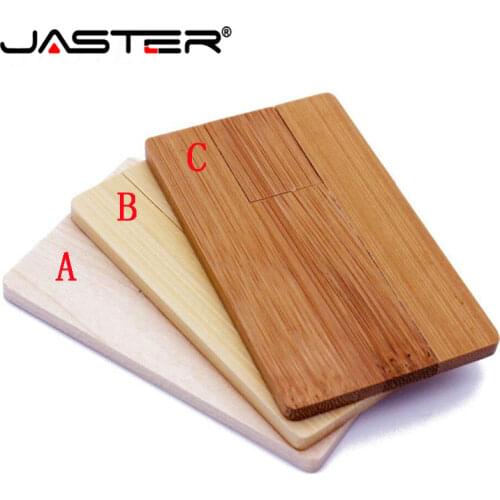 JASTER Greeting Card Wood USB Flash Pen Drive 64GB 32GB 16GB 8GB 4GB USB 2.0 Customize LOGO Pendrive Gift U Disk Custom Logo