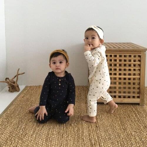 0-2 Years Girl Boy Baby Autumn Fall Rompers 2021 Fashion Long Sleeve Casual Bodysuits Polka Dots Outfits Infant Cotton Clothes