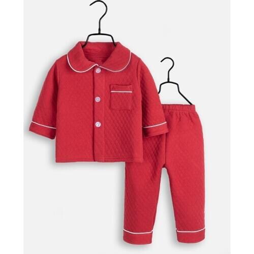 Winter Home Sleepwear Pajama for Children Thick Three Layer Cotton Kids Pajamas Set for 2-7T Girl Boy Children 's Sleepwear