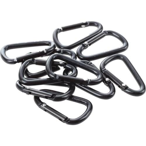 10 Pcs Black D Shaped Carabiner Hook Aluminum Alloy Carabiner Hook Keychain Practical Climbing Equipment Karabiner Mosqueton #W5