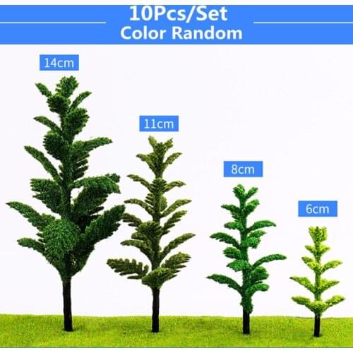 10Pcs Miniature Pine Tree Scene Model Tree for Train Sand Table Decor 6/8/11/14cm for DIY Hobbies
