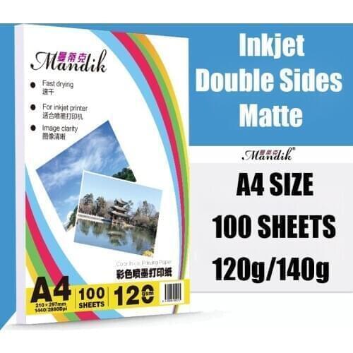 120g 140g A3 A4 100 sheets per pack double side matte inkjet printing coated photo paper