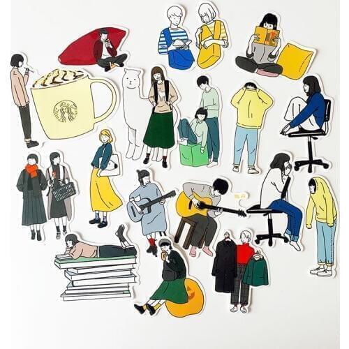 17 PCS\SET Cute Salt Illustration Daily Lovely Handbook Album Sticker Ins Stationery Diy Ablum Diary Scrapbooking Label Stickers