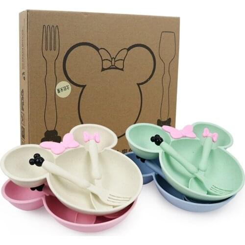 3PCS Disney Minnie Mouse Mickey Mouse Childrens Dinner Plate Spoon Fork Birthday Party Baby Shower Desktop Decoration Supplies