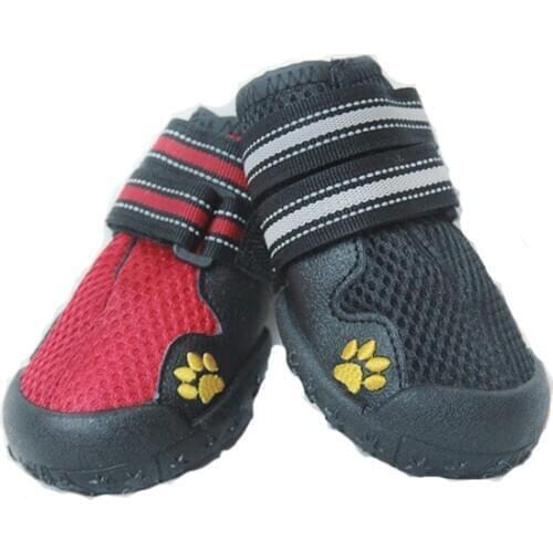 4Pcs/Set Shoe For Dog Breathable Spring Pet Dog Shoes Husky Outdoor Anti-slip Shoes For Large Dogs Puppy Black Red Pet Products