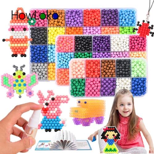 500-11000pcs Refill Hama Beads Puzzle 3D Handmade Magic Aquabeads DIY Water Spray Beads Set Ball Games Children Toys for girls