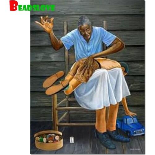 Diamond embroidery African old woman with kid full square round drill diamond painting 5d diy diamond mosaic home decoration