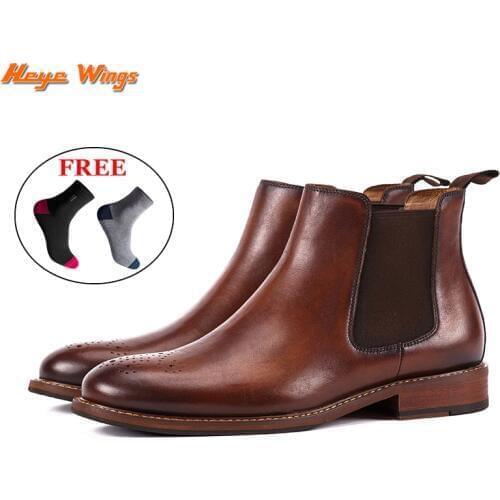 Handmade Chelsea boots for men genuine leather casual booties