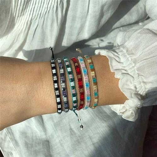 ORZTOON Vintage Boho Colorful Miyuki Beads Bracelets for Women Bohemian Simple Braided Rope Bracelet Trendy Female Jewelry Gift