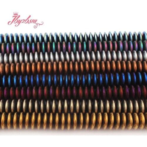 3x10mm Rondelle Smooth Hematite No Magnetic Natural Stone Beads For Necklace Bracelet Jewelry Making 15" Wholesale Free Shipping