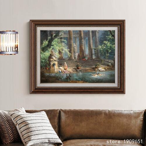 Cotton no frame classical bathing pool landscape canvas printings oil painting printed on cotton wall art decoration picture