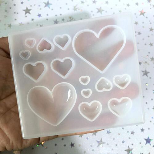 Kawaii Resin Heart Cabochon Silicone Molds DIY Dried Flowers Jewelry Charms Tool Cute Mini Puffy Heart UV Resin Pendant Mold