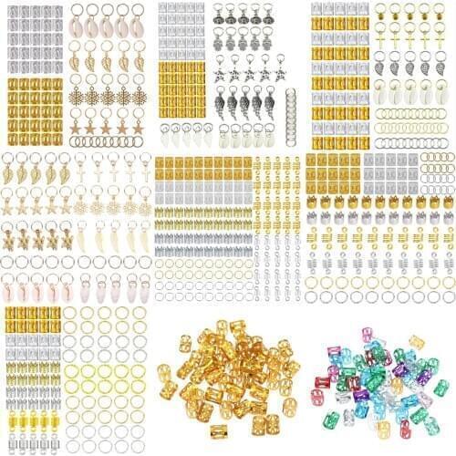 50-160pcs Metal African Hair Rings Beads Cuffs Tubes Charms Dreadlock Dread Hair Braids Jewelry Decoration Accessories