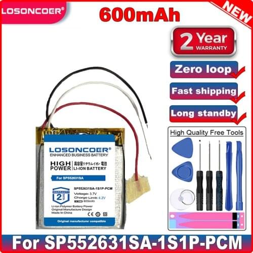 LOSONCOER 600mAh SP552631SA-1S1P-PCM Good Quality Battery for LISHEN(RED+) SP552631SA-1S1P-PCM