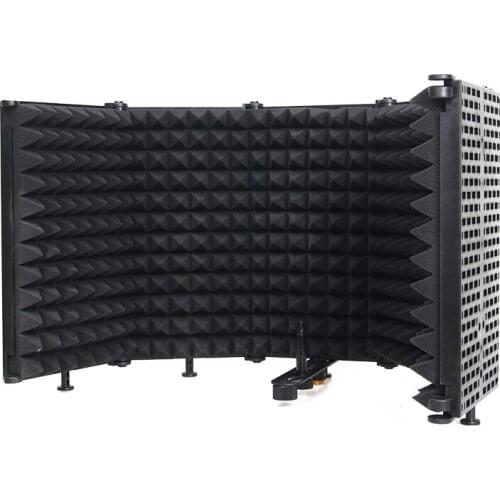 Top Deals 5 Panel Foldable Recording Studio Microphone Isolation Cover Recording Sound-Absorbing Foam Panel with Shock Mount