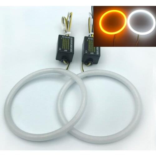 Matte CAR DRL Turn Signal Angel Eye Aperture Two 2color Fog LED Ring Light White Amber Yellow For BMW Honda Toyota Ford Jeep ATV