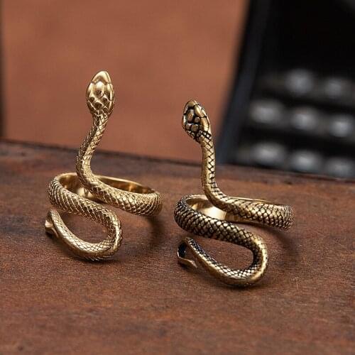Fashion Animal Snake Ring Gold Silver Color Stainless Steel Snake Rings for Women And Men Punk Gothic Adjustable Couple Jewelry