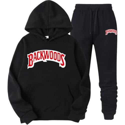 Fashion brand Backwoods Mens Set Fleece Hoodie Pant Thick Warm Tracksuit Sportswear Hooded Track Suits Male Sweatsuit Tracksuit
