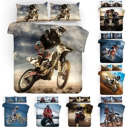 Motorcycle Duvet Cover Sets Motorbike Rider Motocross Wild Field Mountain 3D Printing,Boys Home Bedroom Decor Bedding Sets