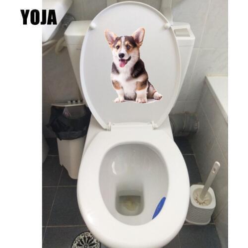 YOJA 17.7*23CM Pet Dog Classic WC Toilet Sticker Home Room Wall Decals Decoration T1-0223