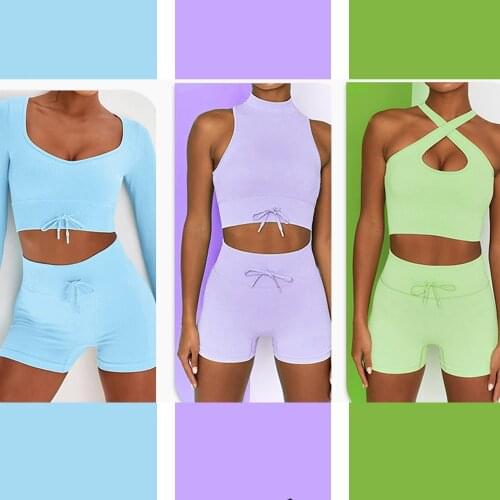 New Candy colors Seamless Yoga Sets Female High Waist Gym Sportswear Women Tracksuit Fitness Clothing Sport Workout Outfit