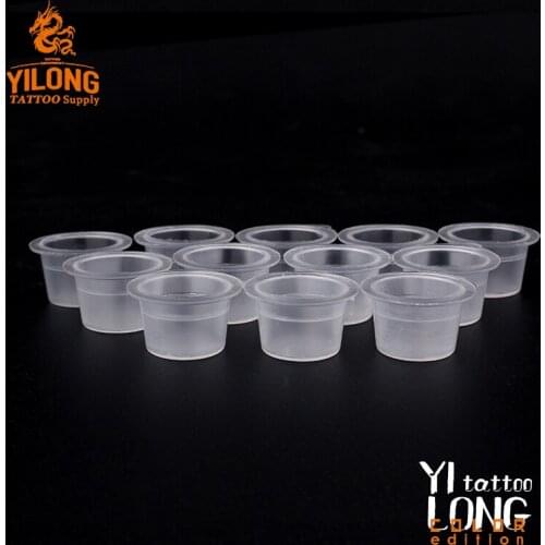 YILONG 500pcs 10*13mm Medium Size Plastic Disposable Tattoo Ink Holder Cups Pigment Supplies Permanent Makeup
