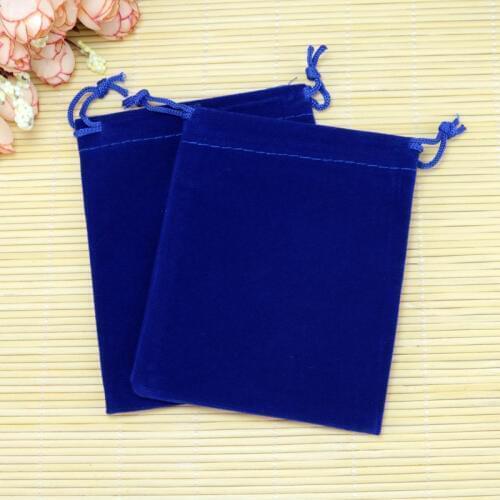 Wholesale 50pcs/lot 10x12cm Drawstring Royal Blue Velvet Bags Small Pouches Favor Necklace Charms Jewelry Packaging Gift Bags