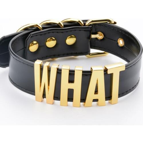 Hand Crafted Name Choker Necklace Gothic Gold Capital Letter Word Collar Necklace