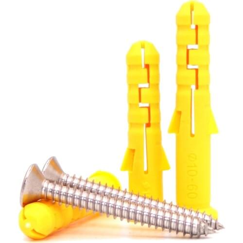 Plastic ExpansionTube Pipe Self Tapping Wall Anchors Drilling Woodworking Plugs Plastic Expansion With Stainless Steel Screw Kit