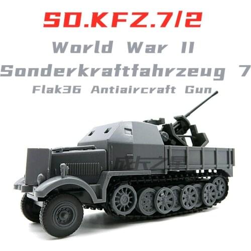 Half-Track Flak Antiair Weapon 1/72 Assembly Model World War II Germany SD.KFZ.7/2 Sonderkraftfahrzeug 7 Military Chariot Toys