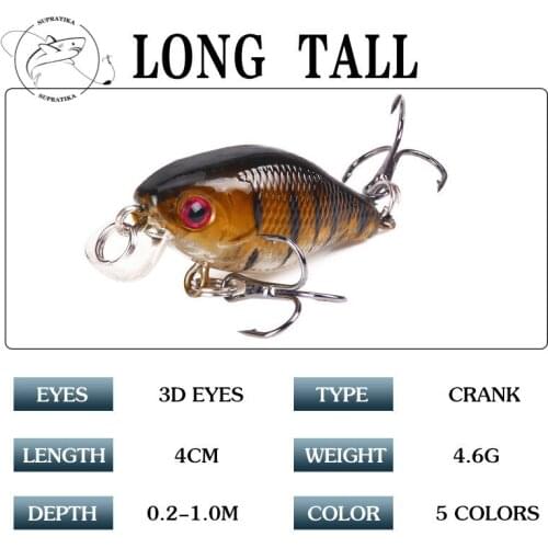 1Pcs 4m/4.6g 3D Eyes Minnow Crankbait Fishing Bait Lures Artificial Isca WIth 2 Treble Hooks Fish Tackle For Sea
