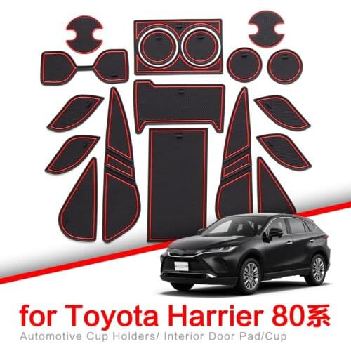 Zunduo Anti-Slip Gate Slot Cup Mat for Toyota Harrier 80 series Japan model Accessories Rubber Car Door Mats Non-Slip Pad Holder