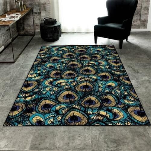 Luxury Dark Green Birds Feather Pattern Printed Carpet Modern Home Decoration Living Room Mat Rug For Bedroom Bathroom Carpet