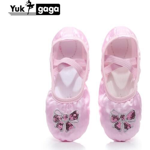 Pink Red Silk Flat Yoga Teacher Gymnastic ballet Dance shoes Childrens Ballet For Girls Women