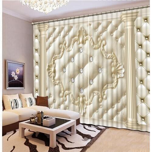 Luxury soft pattern leather Photo 3D Curtains Sun Shade Home Decoration High Quality Window Curtain Custom-made Size