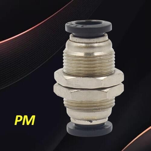 PM4/6/8/10/12MM bulkhead connector Quick Couplings Straight Through Quick Joint Fittings