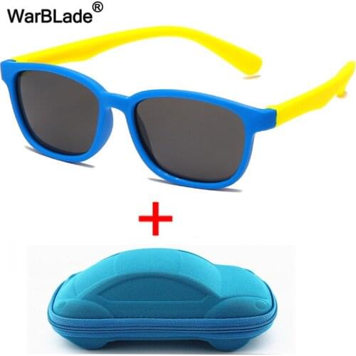 WarBlade Square Polarized Kids Sunglasses Silicone Soft Boys Girls Sun Glasses Flexible Children Baby Eyewear UV400 With Case