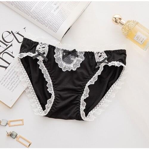 Black Loli Japanese Girl Cute Modal Cotton Panties Sexy Lace Edge Seamless Low-rise Briefs Soft Cute Sexy Lingerie for Women