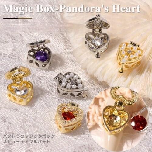 Manicure jewelry love moonlight treasure box DIY luxury gold plated zircon Nail charms decoration rhinestones 3d