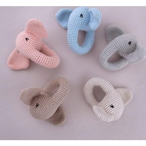 Crochet Elephant Baby Rattle Newborn Bed Sleeping Toy with Bell Cute Cartoon Moblie Rattle for Baby Early Educational Toys