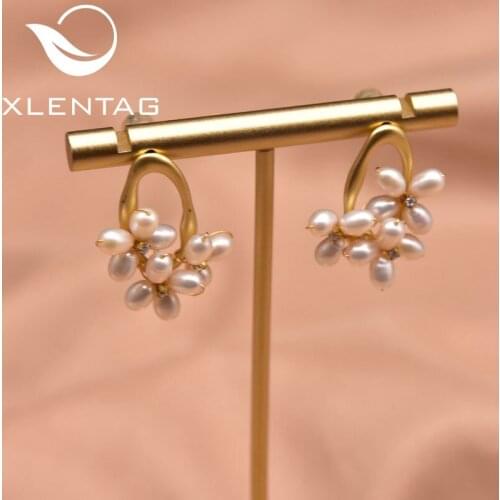 Xlentag Handmade Natural Freshwater Pearl Symmetrical Flower Earrings Girl Birthday Party Exquisite Fashion Gift Jewelry GE1047