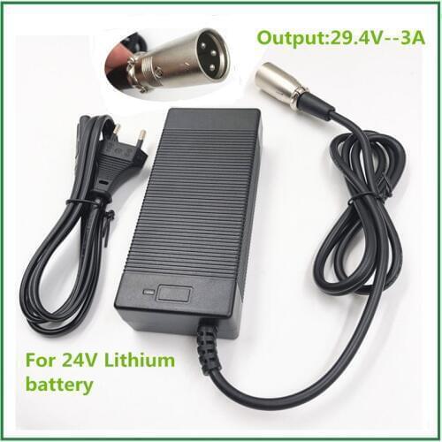 24V E-bike Battery Charger 29.4V3A Out Put Li-ion Battery Charger 7 Series 25.2V 25.9V Lithium Battery Charger XLR Connector